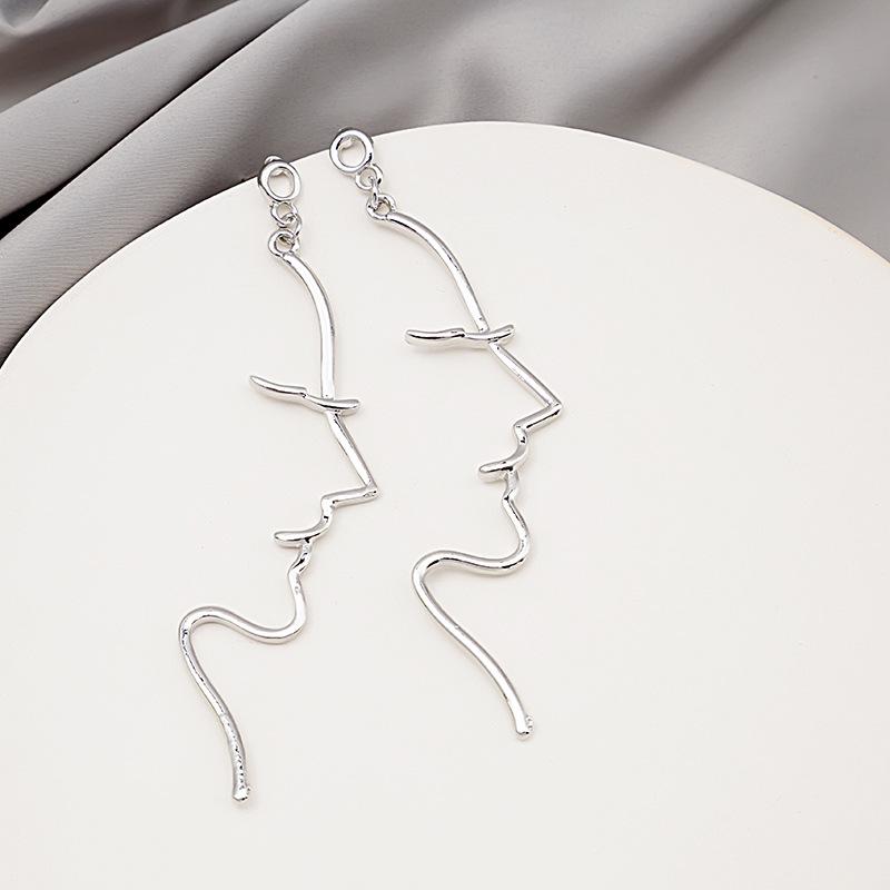 Individual Cold Wind Abstract Face Line Earrings, Light Luxury And Exquisite Design
