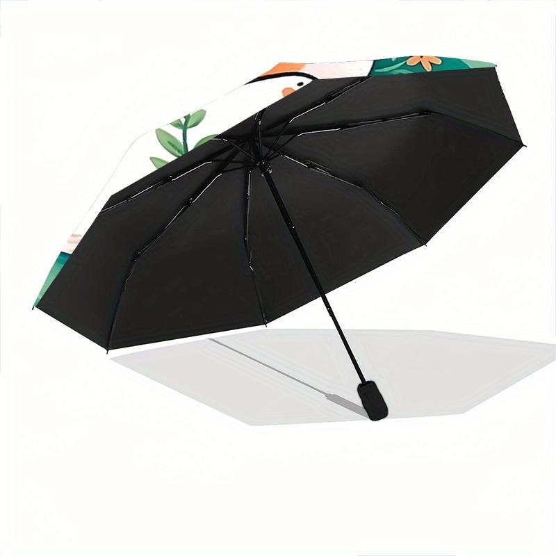 1pc Happy Kitten Ideas Pattern Automatic 3-Fold Umbrella, 8 Iron Frames, High-Value Folding Umbrella, Suitable for Office, Travel and Outdoo