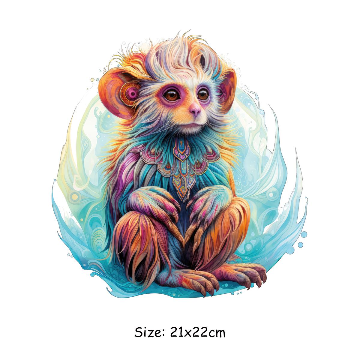 

1/2 шт., милая макака, теплопередающая нашивка, красочная обезьяна, поделки с животными, одежда, термонаклейка, для толстовок, тканевые игрушки, толстовки