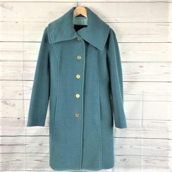 

COACH Wool & Mohair High-End Trench Coat/Outer/XS/Green/Olive/Gold Buttons/Belted Waist