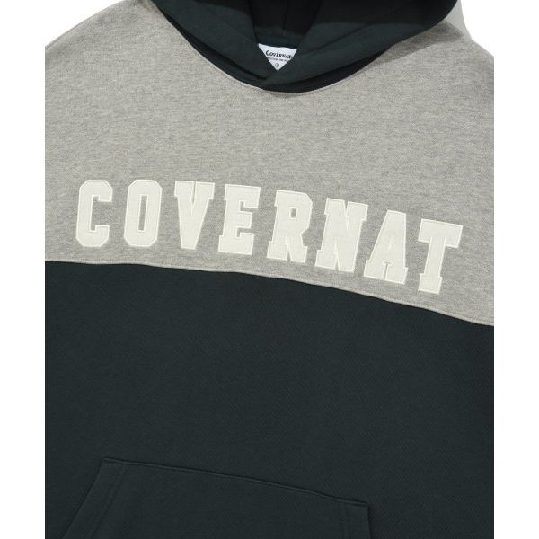 Covernat Letter Pattern Printed Spliced Drawstring Hoodie Men hoodies Green CO2303HDA1GN