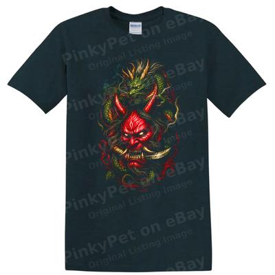 Japanese Demon Dragon T Shirt Red Devil Graphic Cool Tee Art Design