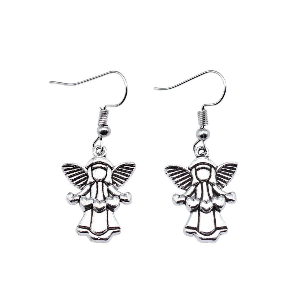 Angel Charm Dangle Earrings Retro Jewelry Design Wing Pendants Women Jewelry