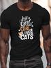 Casual Cotton T-shirt with "Just a Girl Who Loves Cats" Print