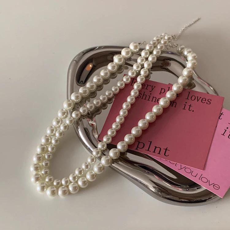 Vintage Style Simple Imitation Pearl Necklace for Man Chain Choker Neck Temperament Handmade Strand Beads Jewelry Wholesale