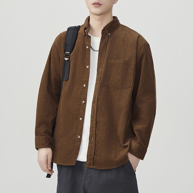New Japanese Retro Spring Corduroy Shirt Jacket Loose Casual Men's Work Shirt