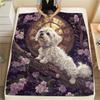 Maltese dog and flowers,pattern Flannel Blanket, High quality Comfortable for All Seasons, Home Decor, Warmth and Comfort, Perfect for Gifts.