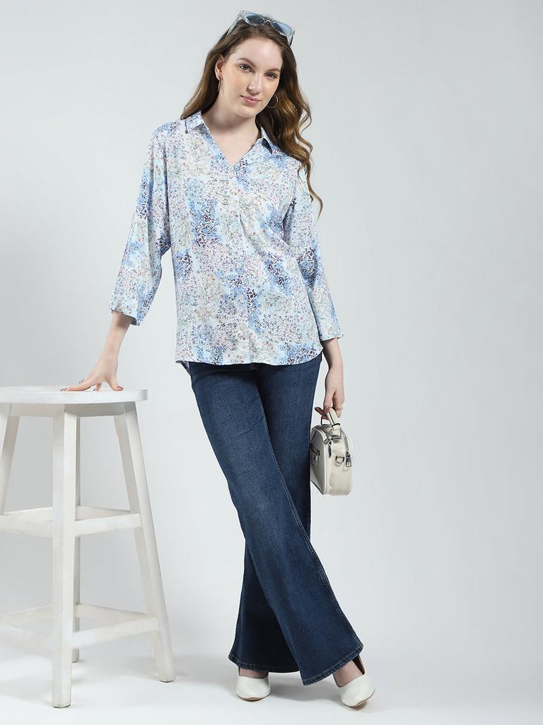 MONTE CARLO Women Regular Fit Blue Top