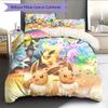 Pokémon Eevee Pattern Bedding Home Decoration Birthday Gift (1 * Duvet Cover + 2 * Pillowcase, Without Core)