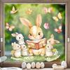 New 2026 Easter Bunny Static Cling Window Sticker for Glass Decoration Reading Companion