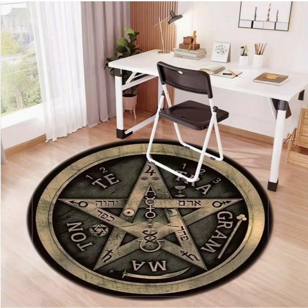 Tappeto Pentagramma Alchemico Runico Vintage Antiscivolo Morbido Facile da Pulire per Studio Casa Vacanze Villa Tappetino Pratico Tappeto per Casa