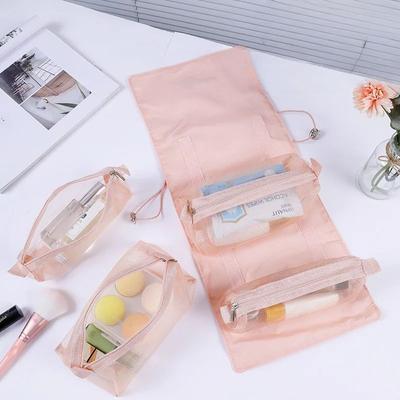 Sac de Maquillage Détachable 4 en 1 Multifonctionnel et Minimaliste Voyage PLIABLE pour Femmes Rangement et Sac de Lavage pour Cosmétiques de Voyage