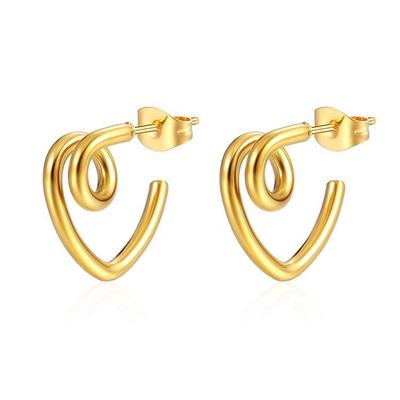 European and American 18K Versatile Women's Love Stainless Steel Earrings Niche Design Simple Wind Fashion Titanium Steel Earrings