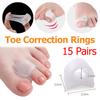 15 Paar Zehenspreizer Ring Unisex Transparent Überlappende Zehen Korrektur Kissen Schmerzlos Weich Bequem Waschbar Fußpflege Werkzeug