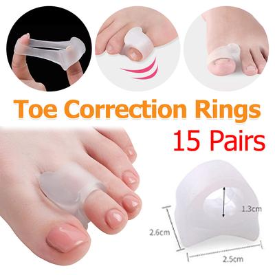 15 Paar Zehenspreizer Ring Unisex Transparent Überlappende Zehen Korrektur Kissen Schmerzlos Weich Bequem Waschbar Fußpflege Werkzeug