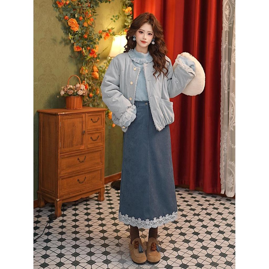 Pure Xi Lace Trim A-line High-Waisted Skirt – Women's Autumn/Winter Collection