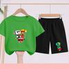 Children's Set - Disney Print Summer Boys' and Girls' Sports T-Shirts, Casual Short-Sleeved Shorts Set, 2-piece, for Ages 2-13