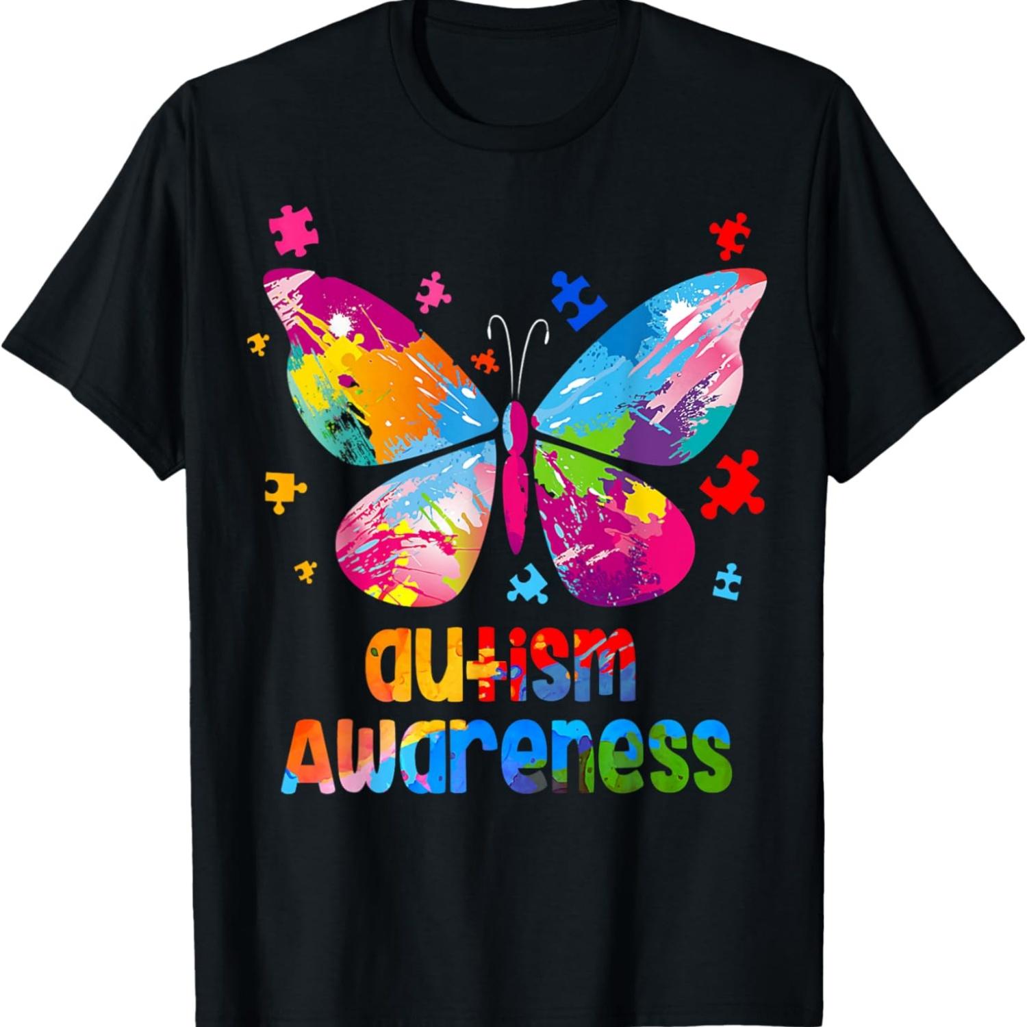 

Autism Awareness Colorful Butterfly Puzzle T-Shirt S