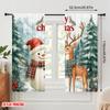 2pcs,2D Plane Printing Print Curtains Cute Deer Snowman Christmas Forest (2) Versatile 100% Polyester (without Rod) Art Deco