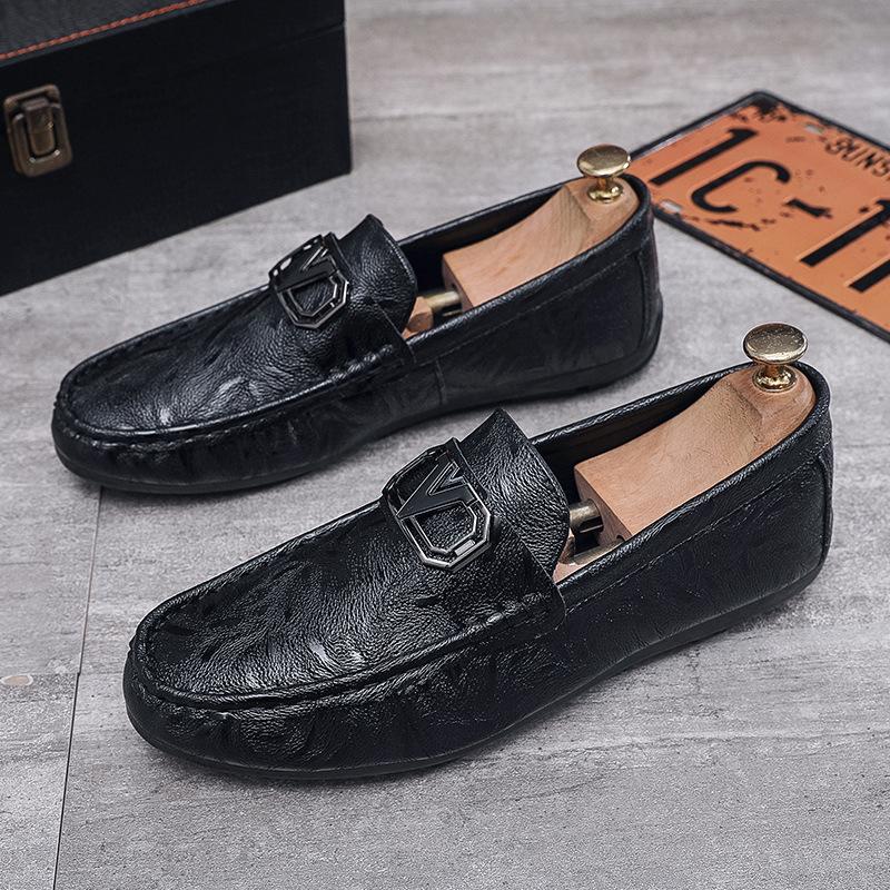 

Doudou shoes men s spring 2024 new casual leather shoes soft sole one pedal men s shoes lazy loafers 38