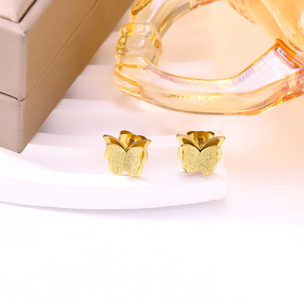 Exquisite Double-Layer Matte Butterfly Stud Earrings