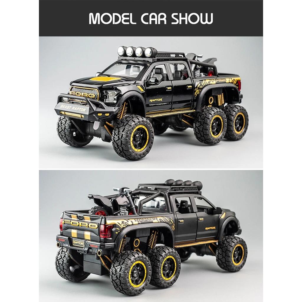 1/28 Ford Raptor F150 Alloy Car Model Diecast Toy Metal Modified Off-Road Vehicles Car Model Sound Light Collection Kids Gifts