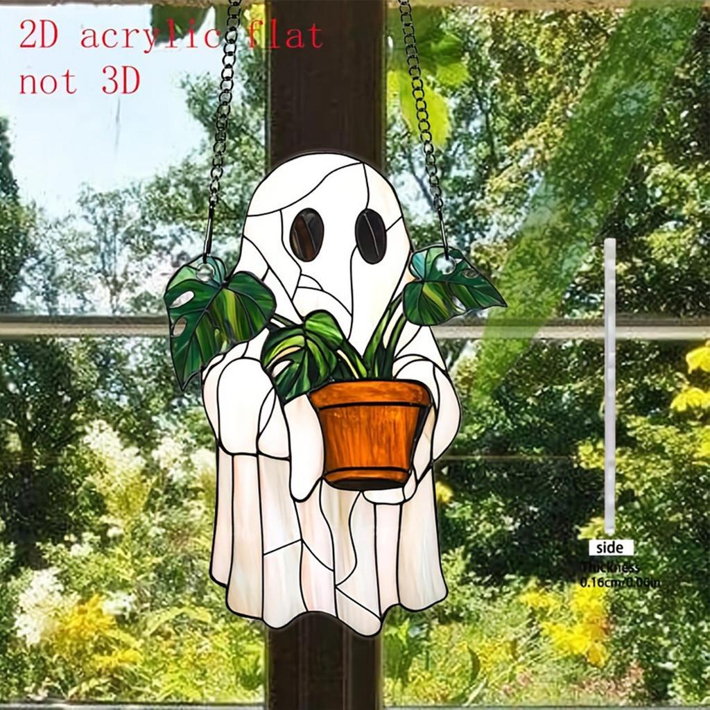 Ghost Sun Catcher 2D Acrylic Halloween Decor Hangable Sun Catcher for Fall Halloween Garden Indoor Outdoor Window Garden Women