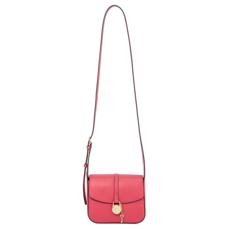MICHAEL KORS LYRA flap closure logo charm cow leather crossbody shoulder bag small size women s rose pink розовый