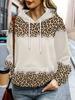 Sweatshirt décontracté pour femme imprimé léopard avec zone vierge déchirée au milieu sweat à capuche mode décontractée imprimé