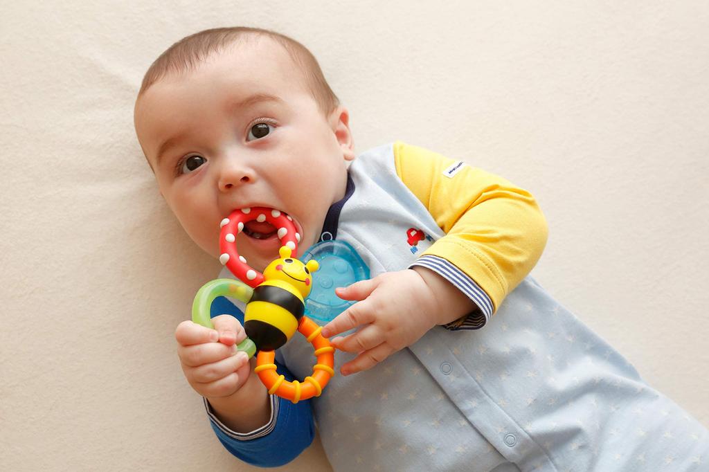 SASSY Sassy ABS Teething Rattle for Babies 3 Months and Various and Fun Up, Cooling, Textures, Bumble, Bites, (TYSA80679)
