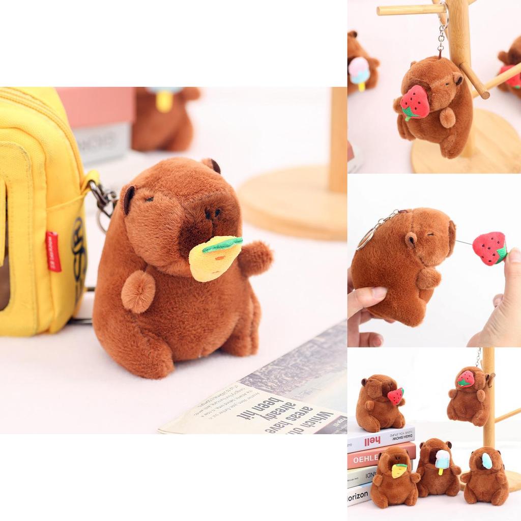 Creative Strawberry Watermelon Ice Cream Capybara Plush Toy Pendant Keychain For Kids Gift