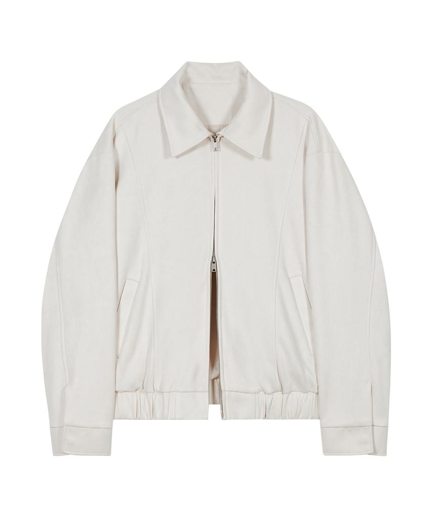 Ironyporno Whiteline 86-Iro231 Curved Stitch Blouson Suede Jacket Ivory