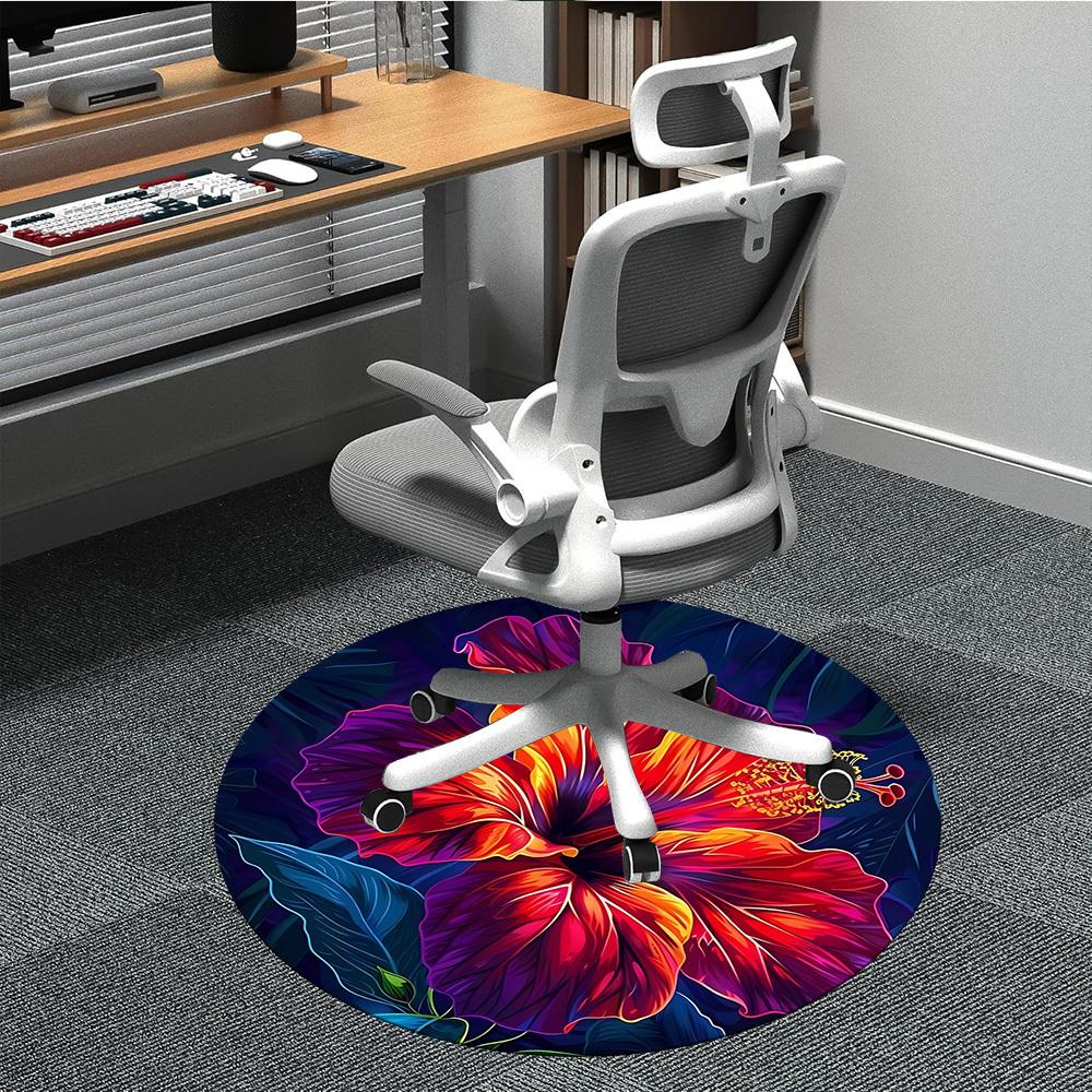 

1pc Floral Bloom Office Round Area Rug, Indoor Mat Suitable ForOffice, Under Office Chairs Bedroom Living Room Home Decor, Room Deco, D069 80cm by 80cm