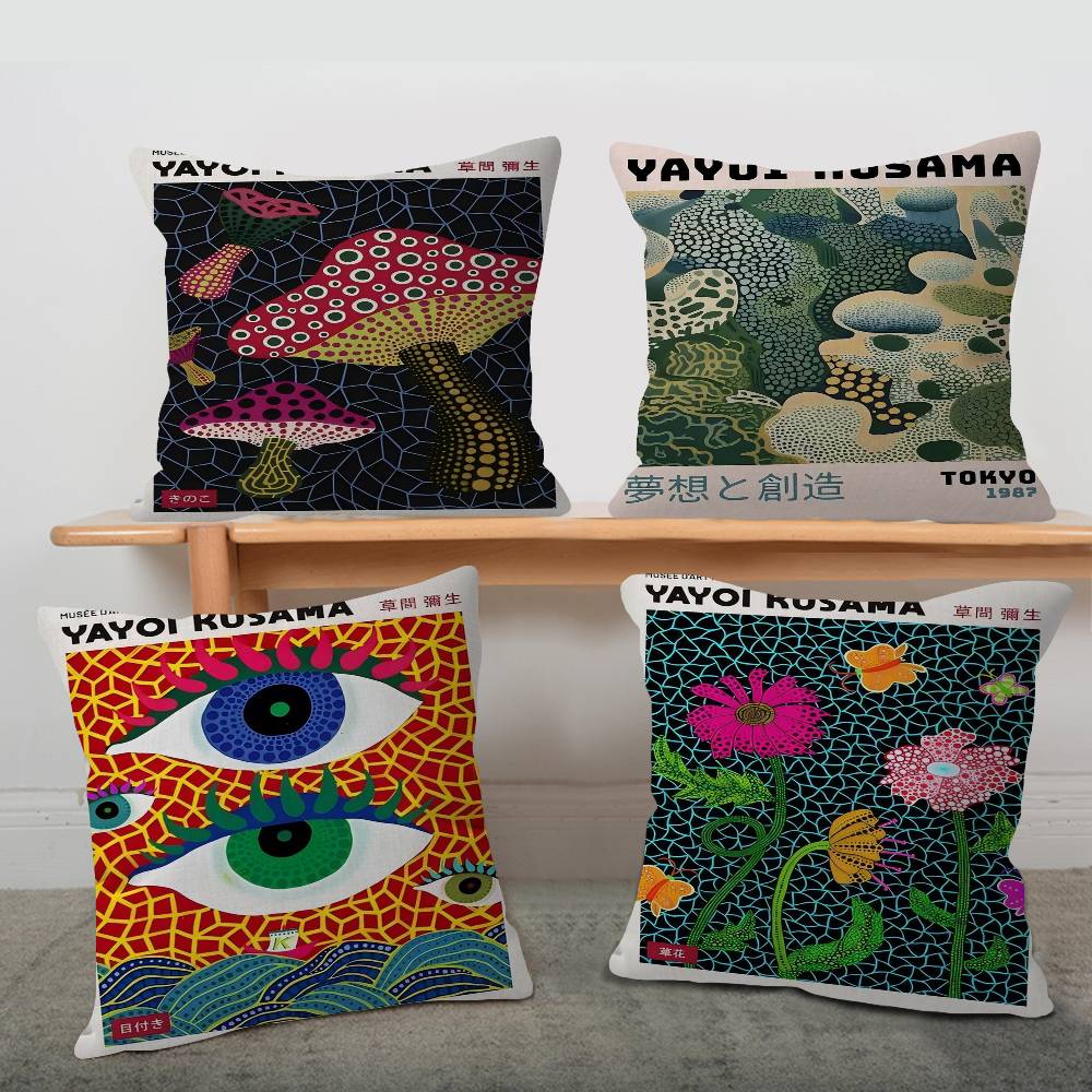 Yayoi Kusama Art Anime Cushion Cover Car Throw Pillow Case For Sofa Car Christmas Gift 40x40cm 45x45cm