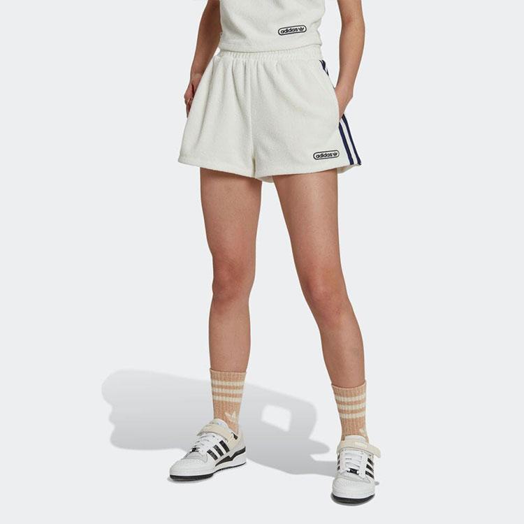 Adidas Originals Logo Embroidered High-Waisted Shorts Women shorts White HL6583