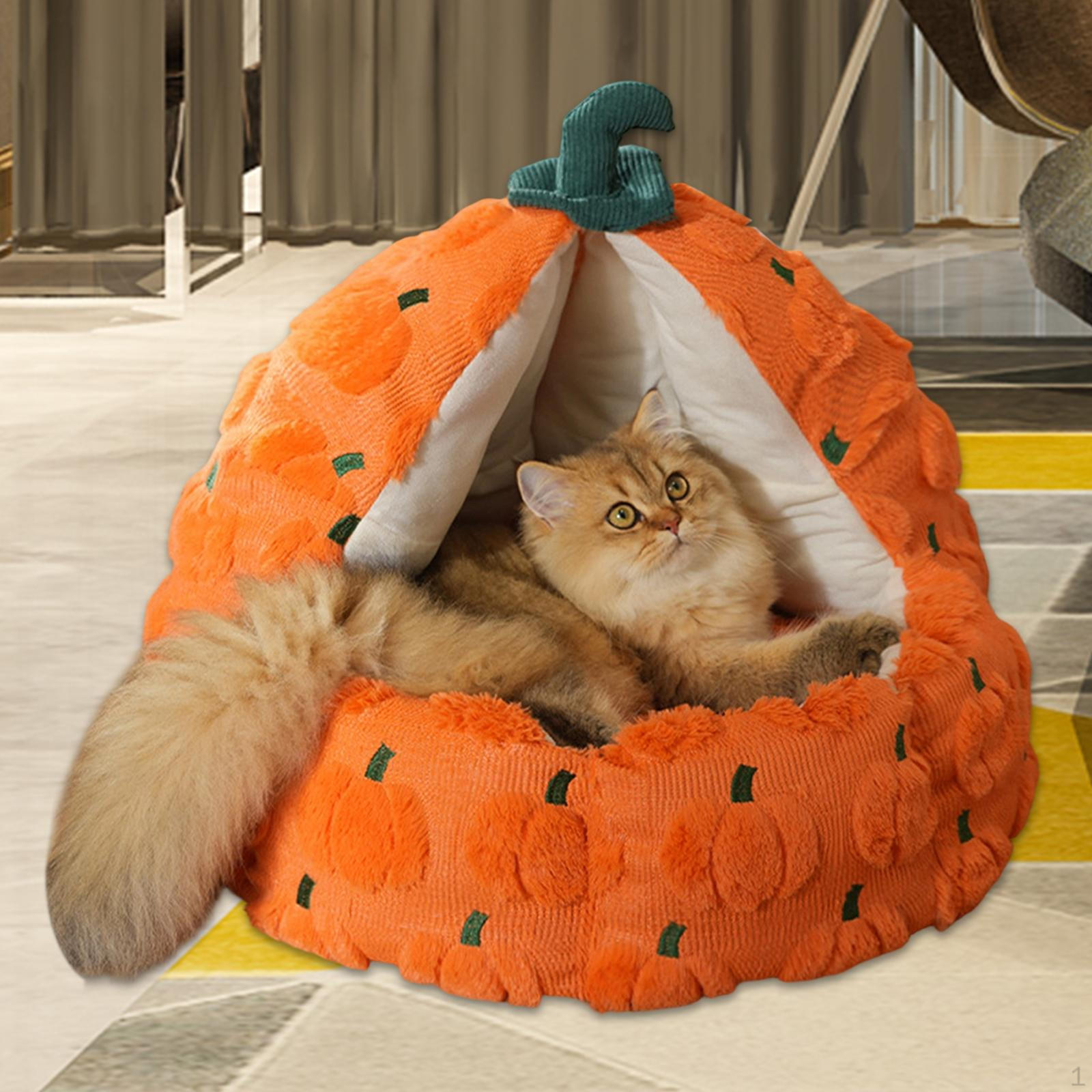 

Cat Bed, Semi-enclosed, with Removable Base, Soft Material, Accessories, Warm Winter House 45x45x45cm