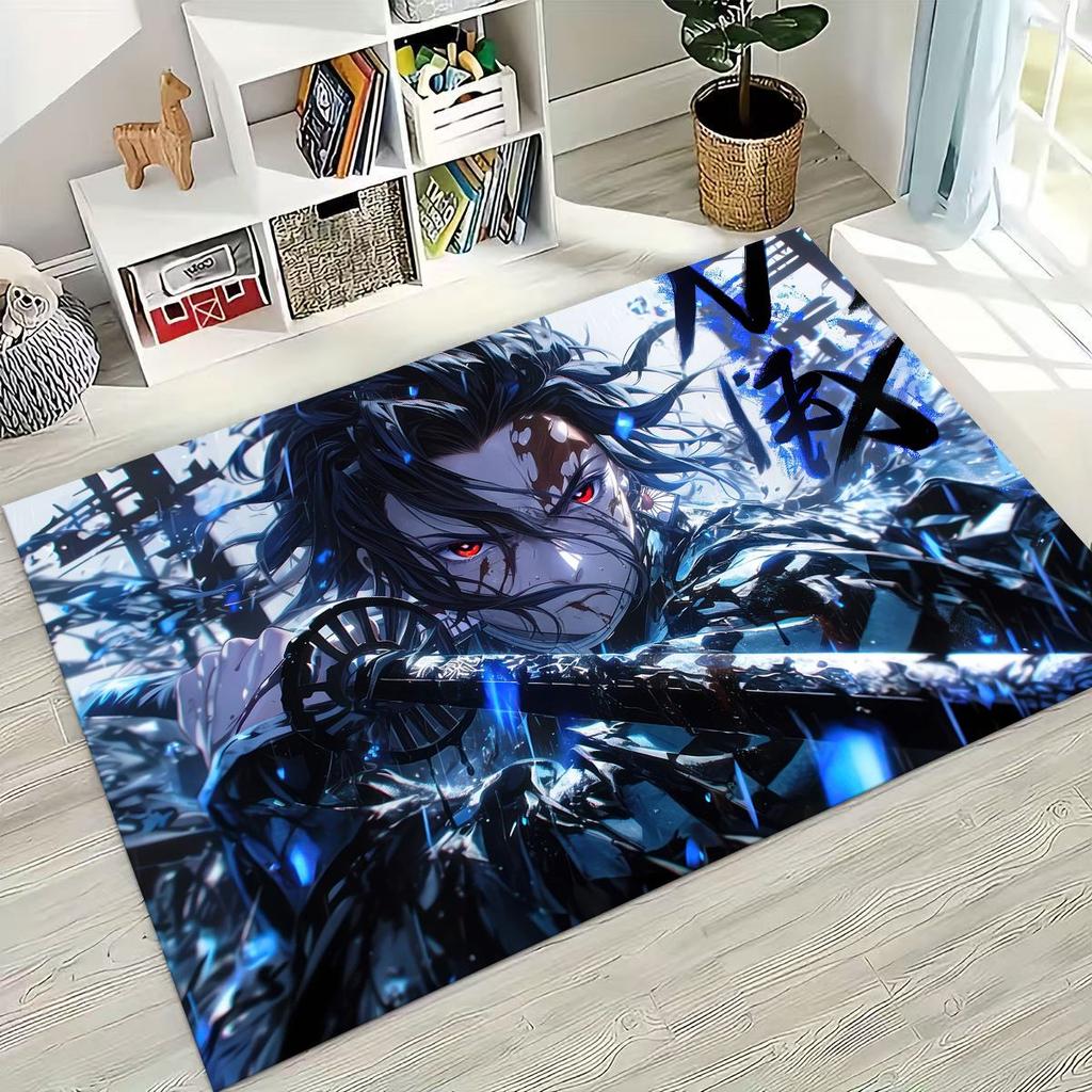 Anime Demon S-Slayer Kamado Nezuko Tanjirou Kreslený koberec pro ložnici, obývací pokoj, pohovku, domácí rohožku, dekor, dětská protiskluzová podložka na podlahu