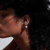 Silver-Plated Zircon Pearl Round Ear Cuff No Piercing Accessories Elegant Double Layer Stainless Steel Clip Earrings For Women