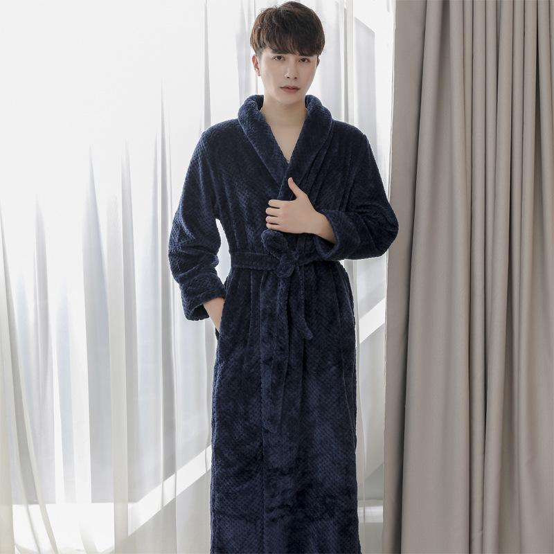 Herbst und Winter Superlanges Nachtkleid Damen Verdicktes Nachthemd Korallenvlies Bademantel Schlafanzug für Paare