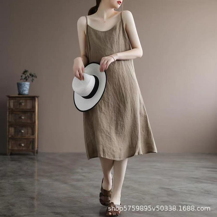 Pure Cotton Sleeveless Tank Top Women Summer New Style Plus Size Loose Inner Dress Long Skirt for Girls