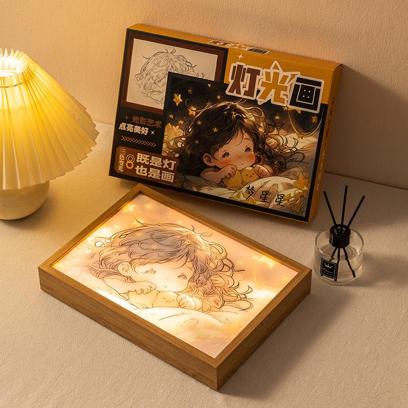 22cm/8.66in Cartoon Anime Figure 3D Light Painting Angel Silvia Creative Photo Led Night Lamp Christmas Gifts Bedroom Decoration