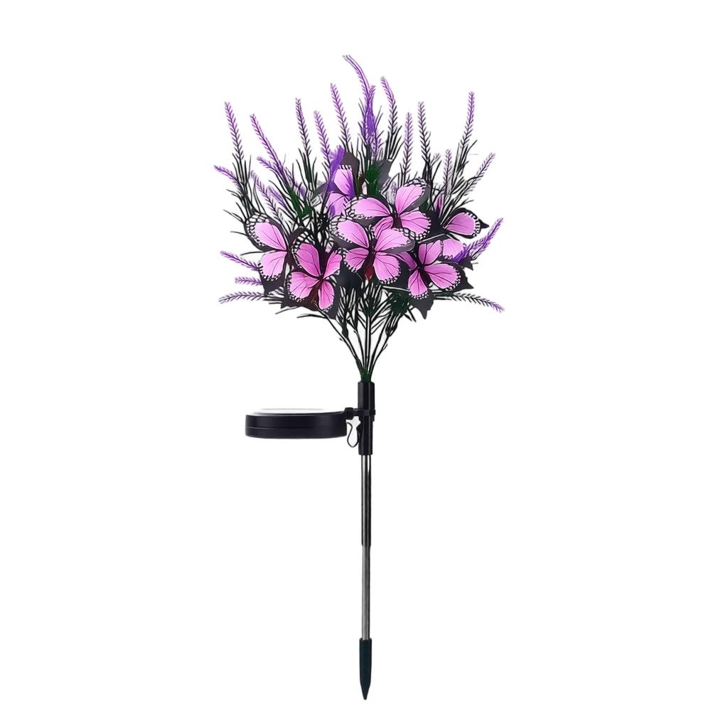 Garden Light Butterfly Tree with Artificial Flowers, Decorative Ground Stake for Outdoor Patio