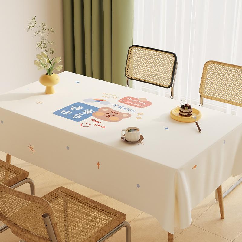 Tablecloth Waterproof, Oil-Proof And Scalding-Proof Leave-In Cartoon Dining Table Cloth Sheepskin Texture Tablecloth Thickened Coffee Table Tablecloth