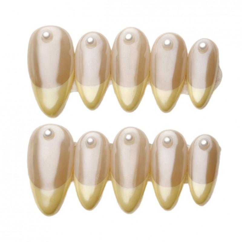 Reusable Handmade Press-On Nails With French Tip 3D Floral Carving Hand-Painted Design Women