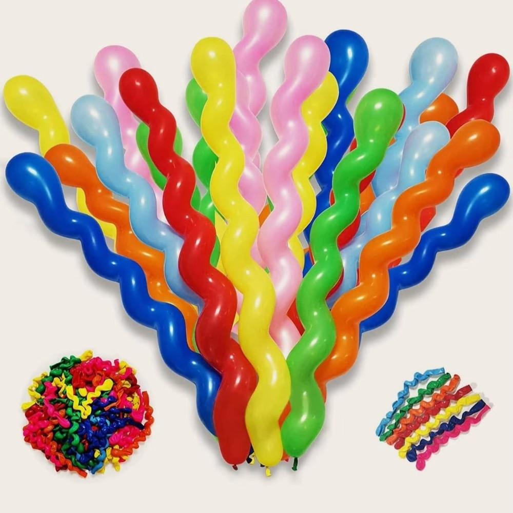 20 stk Latex Oppblåsbare Ballonger Lang Form Twist Spiralballong ny Gjenget Latexballonger Fest