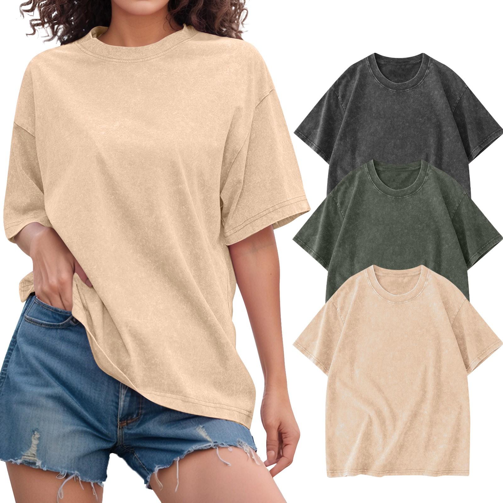 

Футболка унисекс из 3 предметов, повседневная, свободная, однотонная, с круглым вырезом, пуловер, футболка с коротким рукавом, топ XXXL