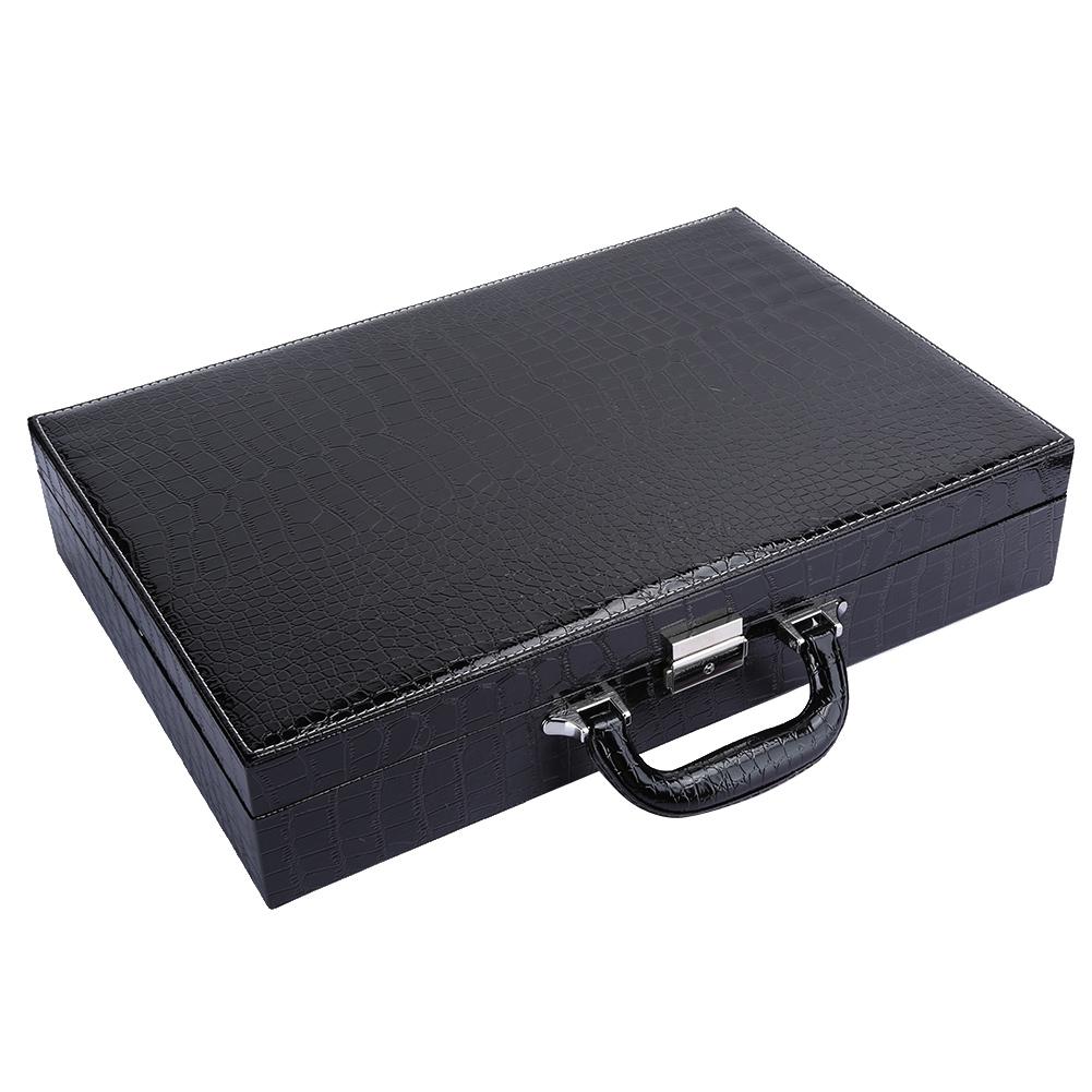 24 Grid Watch Storage Suitcase PU Leather Large Space Watch Storage Case with Key