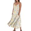 Women's Casual V Neck Floral Print Sleeveless Pocket Suspender Dress