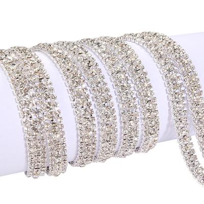 3 řady řetízku s drápky Ss8Ss16 Barva Hustý proužek s kamínky Řetízek s kamínky Kovové skleněné kamínky DIY doplňky na šperky