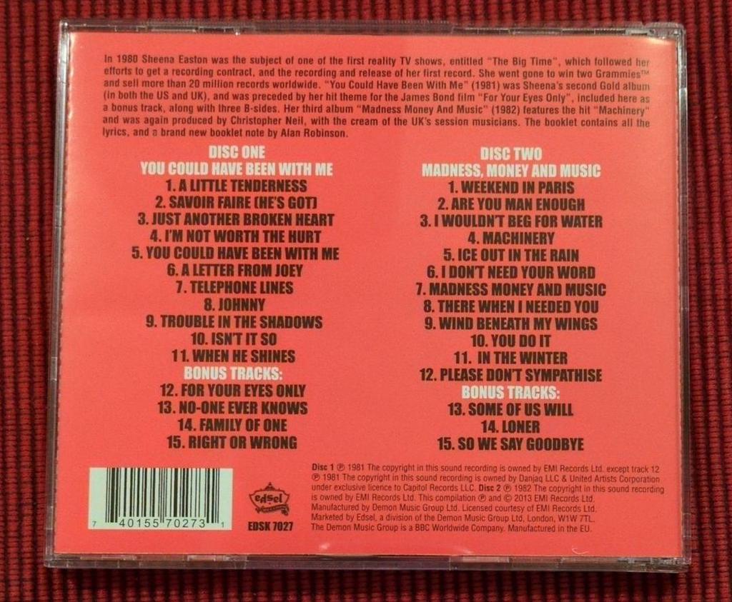 [USED] Sheena Easton 2CD "Tears of a Broken Heart/Machinery" Import Edition